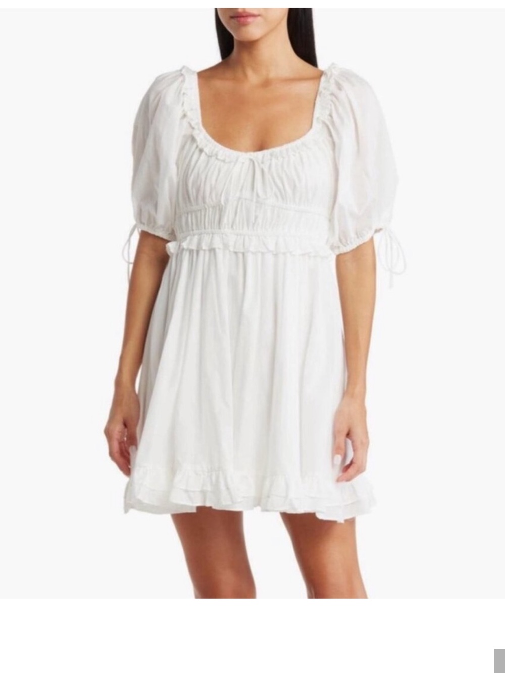 En Saison White Danielle Ruffled Babydoll Dress Size Large